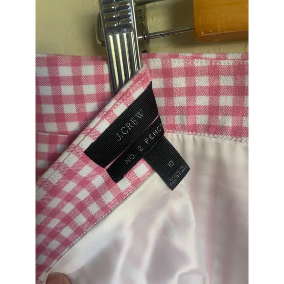 J. Crew No. 2 Pencil Size 10 Gingham Skirt Pink Cream Plaid Preppy Classic - Picture 9 of 9